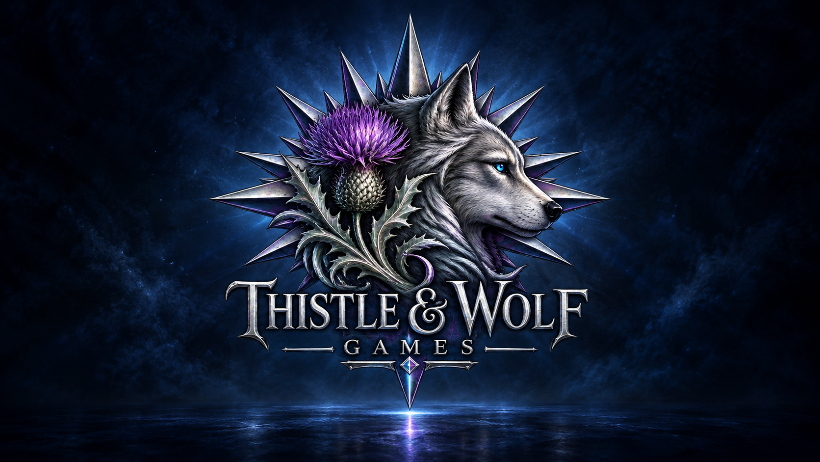 Thistle & Wolf Games — lupo, cardo e rosa dei venti a 16 punte